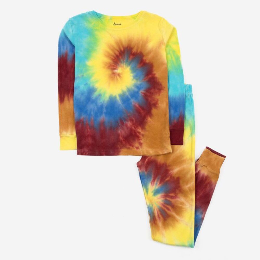 Leveret Kids Two Piece Cotton Pajamas Swirl 1 Tie Dye 3